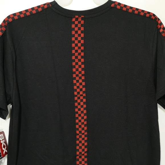Brooklyn Xpress Premium Men's T-Shirt Checkered Trim Black Red Size L New - Picture 9 of 11